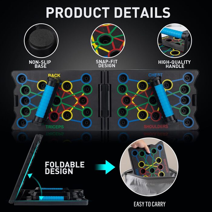 Бруски для віджимань 24 в 1, багатофункціональні, складані, портативні. Тренажер для м'язів, ефективні віджимання для чоловіків та жінок