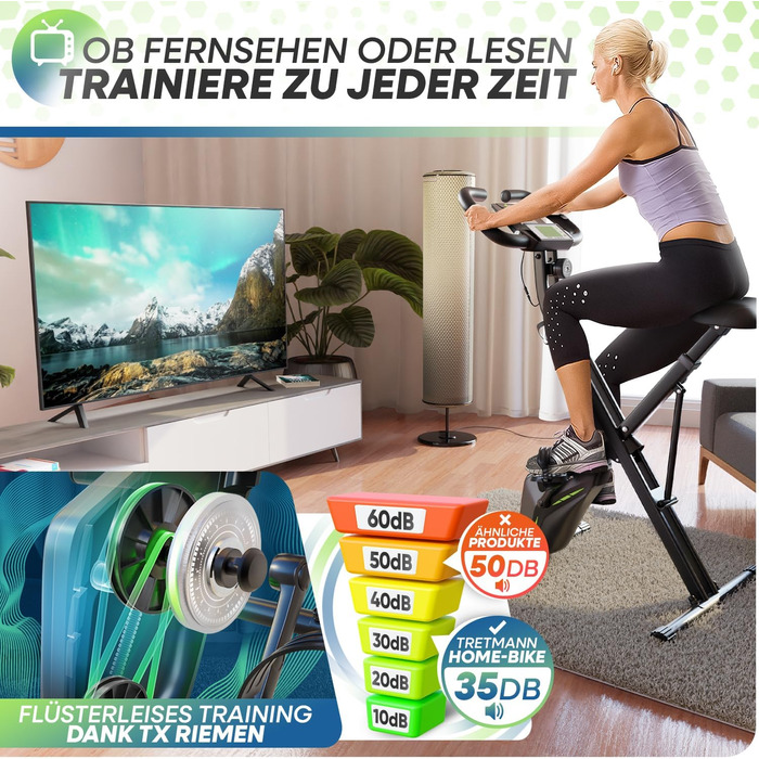 Складаний велотренажер Neu Tretmann RelaxFoam для дому, зручний та безшумний, навантаження до 150 кг, ергометр для літніх людей, спінбайк для фітнесу