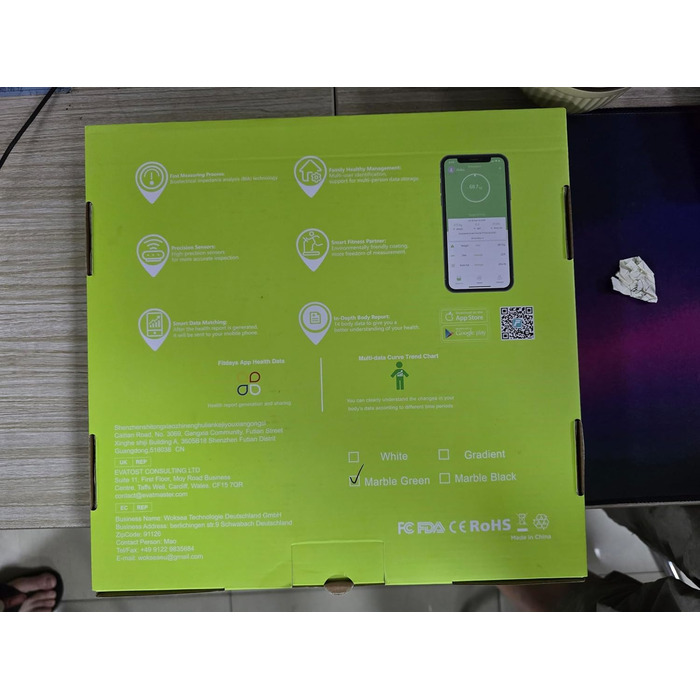 Розумна Wi-Fi вага для аналізу складу тіла, Bluetooth, цифрова вага з 7 показниками, великий LED-дисплей, для iOS та Android, макс. 180 кг, кольорова
