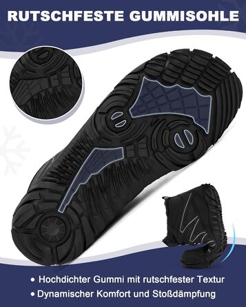 Зимові шкарпетки-черевики Ruyi для жінок та чоловіків, тепла підкладка, водонепроникні, для трейлраннінгу, комфортні зимові черевики з широкою передньою частиною, чорний, 42 EU