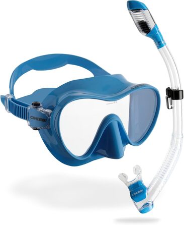 Маска для снорклінгу та дайвінгу Cressi F1 (комбо-набір) - унісекс, блакитна, без рамки