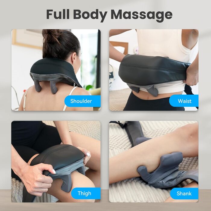 COMFIER 4D Шиацу масажер для шиї та плечей з підігрівом, бездротовий масажер для спини, шиї та плечей, для зняття болю в шиї, плечах і ногах, подарунок