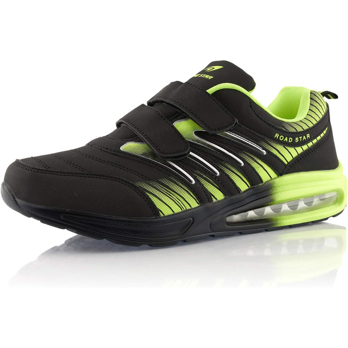 Кросівки для бігу жіночі та чоловічі з амортизацією, спортивні, легкі (42 EU, Чорний/Зелений)