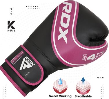 Дитячі боксерські рукавички RDX 4oz/6oz з Maya Hide шкіри, вентиляція, для тренувань та спарингів, Muay Thai, MMA, кікбоксинг, для мішка, рожеві