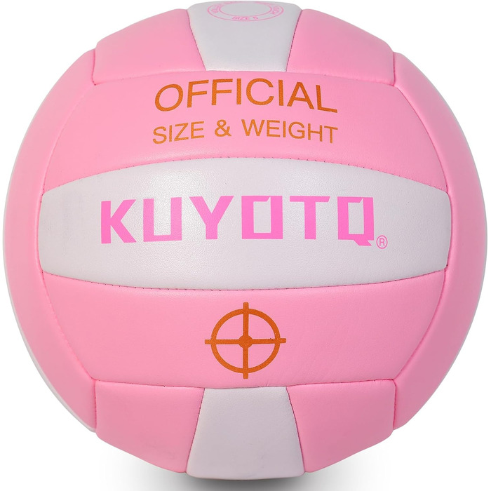 Волейбольний м'яч KUYOTQ рожевий, розмір 5, товста поверхня 3 мм з м'якої шкірозамінника - для гри на пляжі та тренувань, підходить для підлітків та дорослих