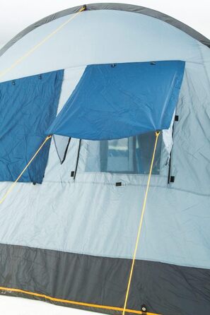 Намет CampFeuer TunnelX для 4 осіб: великий сімейний намет для кемпінгу з 3 входами, водонепроникний (5000 мм), з підлогою, москітною сіткою та захистом від сонця. Груповий намет, блакитно-сірий колір.