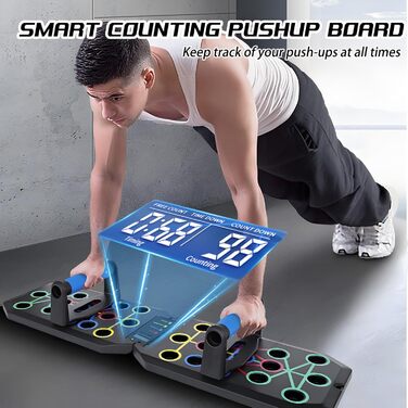 Багатофункціональна дошка для віджимань Push-Up Board з таймером-лічильником та 2 еластичними стрічками для тренування м'язів, складана