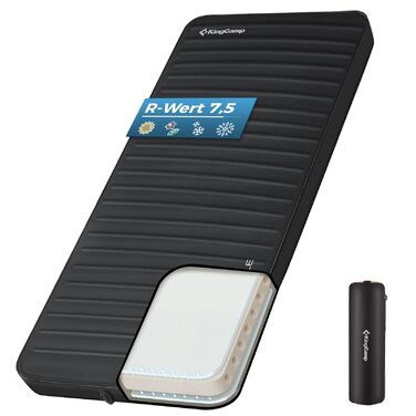 Каремат KingCamp R-Wert 7.5-15.5 Super Komfort самонадувний для кемпінгу, 3D-конструкція, пінопластовий наповнювач, для 1-2 осіб, чорний