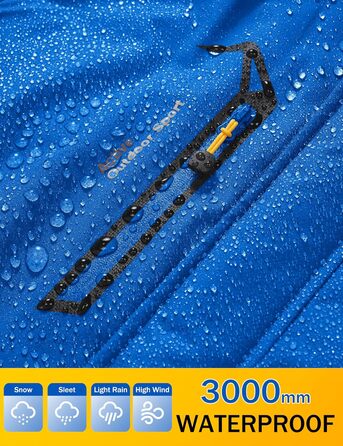 MAGCOMSEN Куртка зимова чоловіча тепла з підкладкою, водонепроникна, для катання на сноуборді, для активного відпочинку, робоча куртка з капюшоном, блакитна L