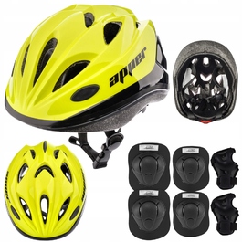 Дитячий велосипедний шолом з регулюванням та набір захисту для скейту, розмір S