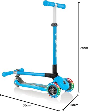 Дитячий триколісний самокат Globber Primo FOLDABLE LIGHTS, складаний, з підсвіткою, для дітей 3-6 років