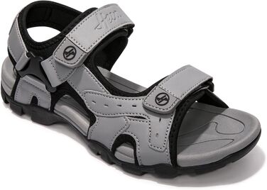 Чоловічі сандалі HEVA з натуральної шкіри для активного відпочинку, трекінгу та піших прогулянок (44 EU, сірі)