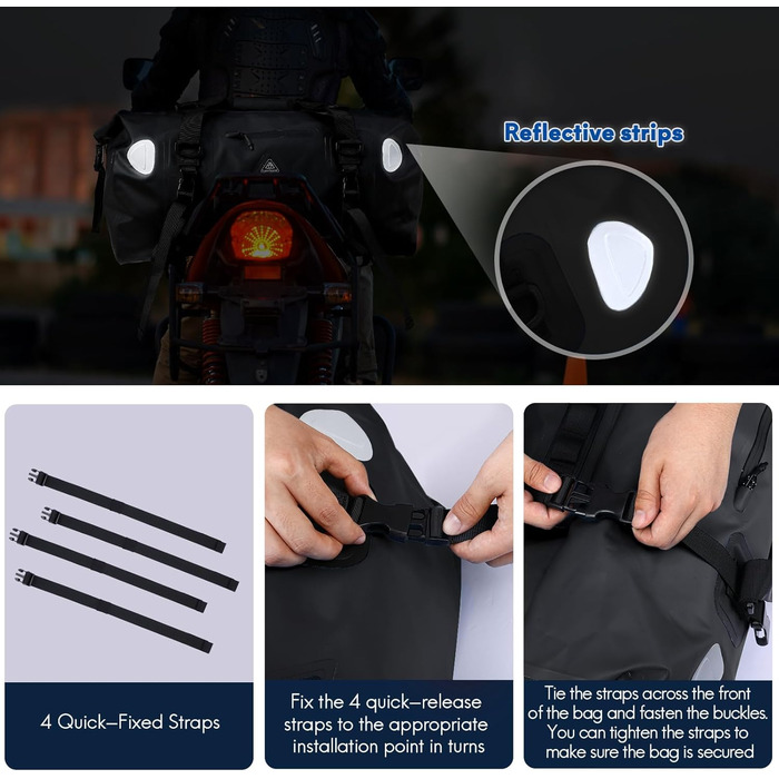 Водонепроникний рюкзак Dry Bag | Сумка-мішок для подорожей | Roll Top водонепроникний мішок для кемпінгу, мотоцикла, водних видів спорту, Blue (Чорний, 50L)