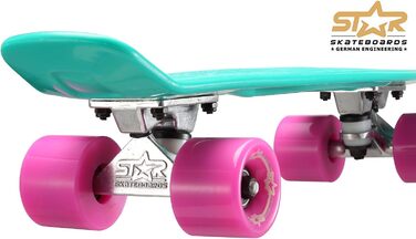 Скейтборд BIKESTAR Vintage Retro Cruiser 60 мм для дітей та дорослих, зелено-чорний, для початківців від 6 років