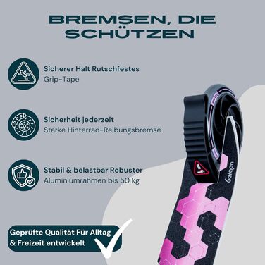 Самокат міський Bergen City Scooter Sonic - алюмінієвий, складаний, колеса PU 145мм, амортизатор, гальмо заднє, регулювання висоти, для дітей від 5 років, легкий, наклейка на деку (білий, чорний, рожевий)