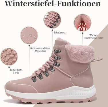 Жіночі зимові черевики, зимові чоботи, утеплені снігоступи, туристичні черевики для хайкінгу, рожеві, 39 EU
