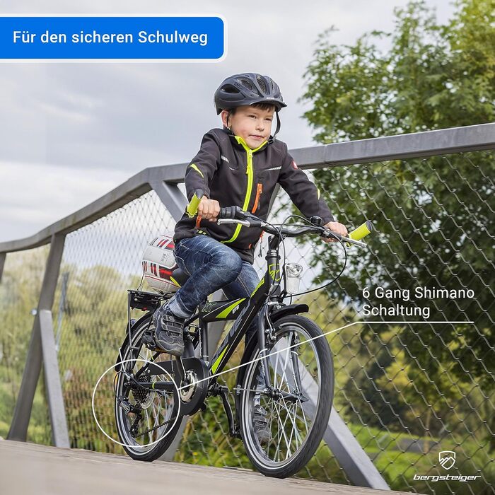 Дитячий велосипед Bergsteiger Sydney 20/24 дюймів, 6-ступенева Shimano, динамо-освітлення, для хлопчиків 6-9 років, StVZO