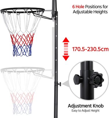 Стійка для баскетболу Yaheetech з роликами, регульована висота, для вулиці