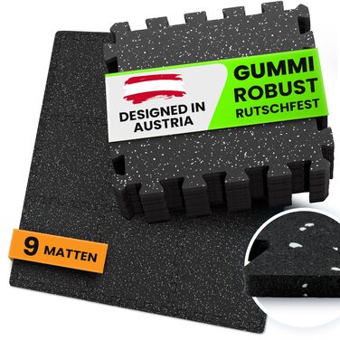 Гумові килимки для фітнесу bemaxx Bodenschutzmatte - 9 шт., 0.84 м², 30x30x0.6 см