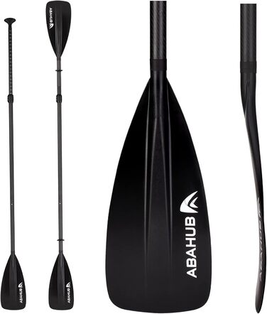 Весло для SUP і каяка Abahub 4-в-1, карбонове, регульоване, легке, чорне/синє/зелене/сіре/помаранчеве/червоне, пластикове лопато