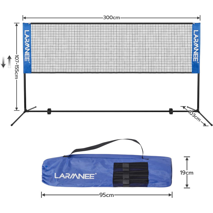 Сітка для бадмінтону, волейболу, тенісу, 3-позиційна висота, 107/120/155 см, портативний набір для саду, приміщень, вулиці