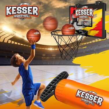 Міні-баскетбольний кошик KESSER® для дому та офісу | Баскетбольний кошик на двері | Ігровий кошик для дитячої кімнати | Баскетбольне кільце з м'ячем та насосом