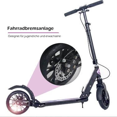 Скутер ISE Roller 200mm з великим колесом, подвійним гальмом та амортизацією. Розкладний міський скутер для дорослих та дітей, регульована висота до 100 кг, з ремінним ременем та ручним гальмом (дизайн 'Зоряне небо')