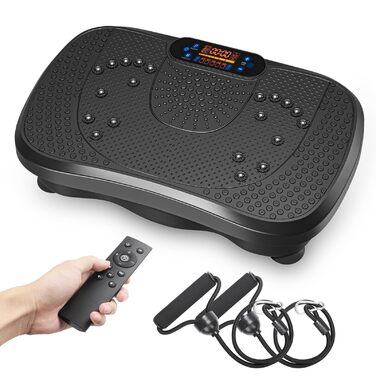 Платформа для вібраційного тренування Dripex, 3D, 99 рівнів, 5 програм, Bluetooth, стрічки, чорна