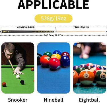 Більярдний кий Horse Billardqueue-Set, канадський клен, 58 дюймів, 18-21 oz, 2 крейди, для дорослих