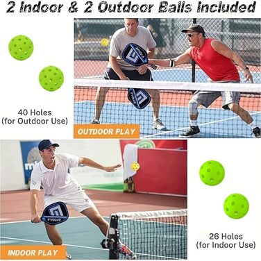 Набір ракет для піклболу: 4 ракетки, 4 м'ячі, сумка. Підходить для початківців та гри в приміщенні/на вулиці
