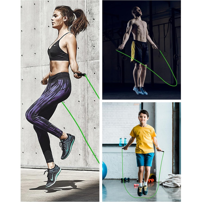 Стрибкове канат iMoebel 6 мм * 3 м, PVC, регульований, з ABS-ручкою, для дітей та дорослих, бокс, схуднення, кросфіт (чорно-зелений)