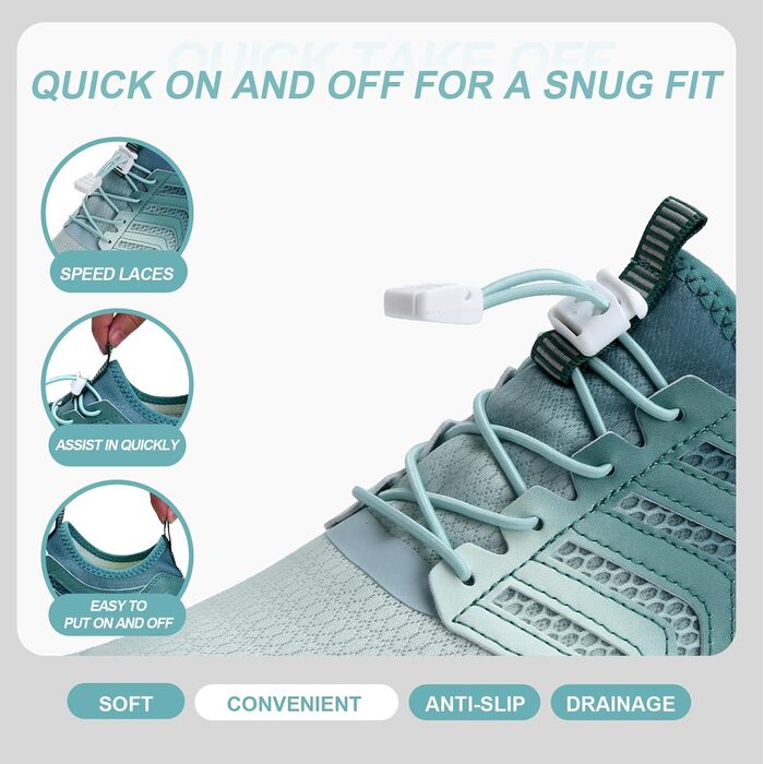 Взуття для плавання Mabove: чоловічі та жіночі, швидко сохнуть, для серфінгу, плавання, аквашузи, басейн, 38 EU, Gradient Green V011