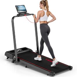 Vannect Walking Pad - складане бігове полотно для дому, 1-12 км/год, нахил 9%, LCD-дисплей, керування з пульта, додатком та ручкою, до 150 кг, чорно-синій