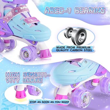 Ролики для дітей 2PM SPORTS: регульовані, рожево-блакитні, для дівчаток-початківців, для катання в приміщенні та на вулиці (M, 32-36 EU)