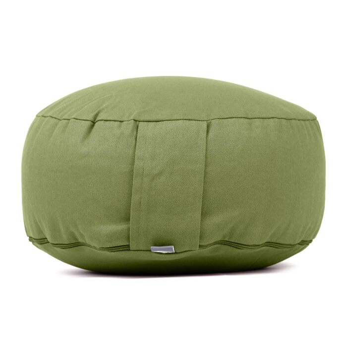 Подушка для медитації Bodhi Rondo ECO | Подушка для йоги з органічною гречаною лузгою | Чохол 100% бавовна, знімний, з ручкою | Висота 20 см, колір лоден-зелений