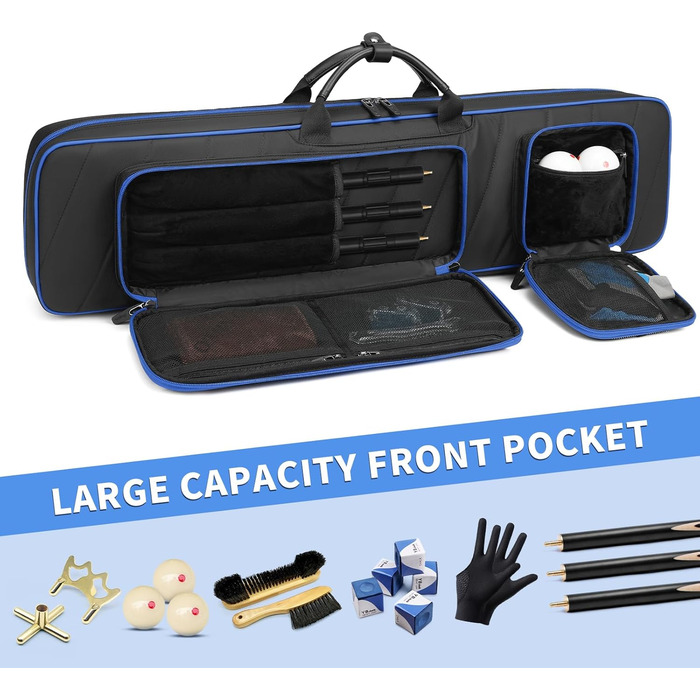 Чохол для кия BOSSTIN, 3x4 / 5x5, для більярдних київ, м'який, з підкладкою, синій