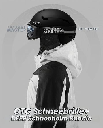 Комплект гірськолижний шолом та маска OutdoorMaster для дорослих, матовий чорний, розмір M (56-58 см)