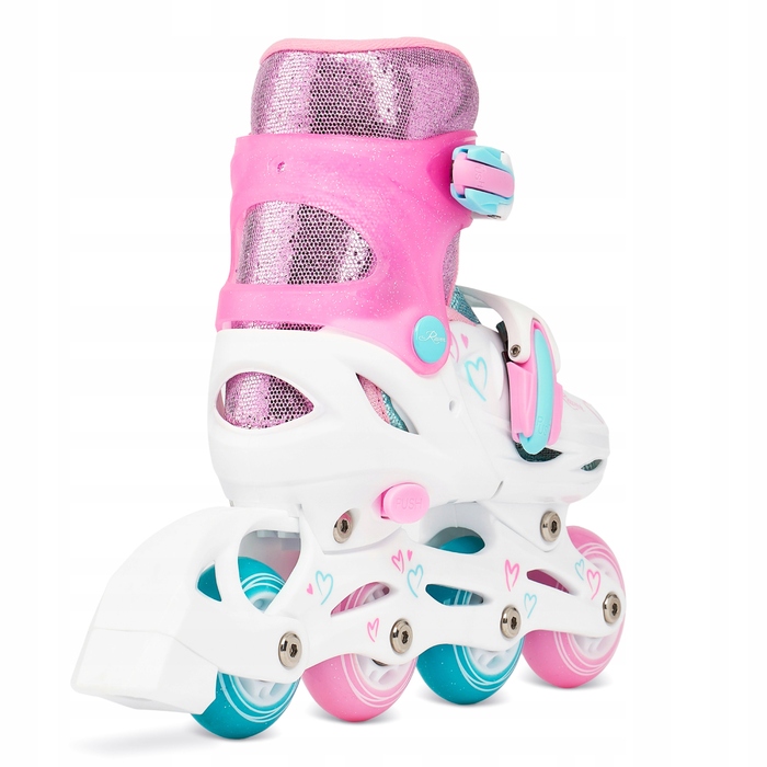 Регульовані ролики RAVEN Loret Glitter White/Mint/Pink (розмір 30-33) з LED-колесами