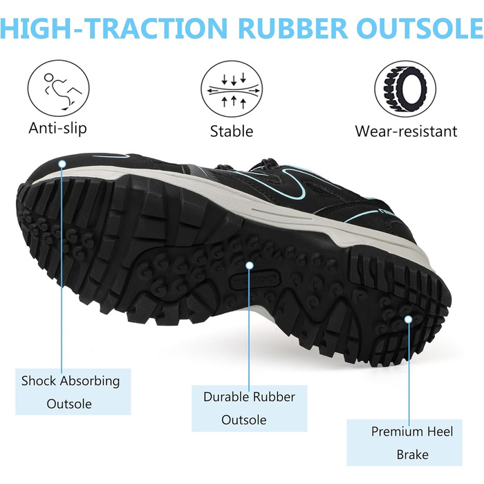 Чоловічі трекінгові півчеревики Riemot для хайкінгу та туризму (чорно-синій, 41 EU)