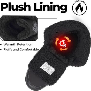 Зимові черевики Mishansha для жінок, утеплені, водонепроникні, трекінгові, антиковзні, розмір 36-42 (чорні черевики, 42 EU)