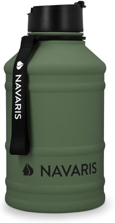 Navaris спортивна пляшка 2,2 л із нержавіючої сталі, темно-зелена, BPA-free, для води, спортзалу та фітнесу