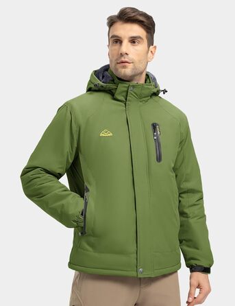 Спортивна куртка Rdruko для лижного спорту, водонепроникна, з підкладкою з флісу, з капюшоном, для активного відпочинку в горах (зелена, XL)