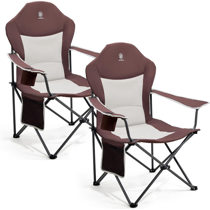 Крісло для кемпінгу EVER ADVANCED Luxus Faltbar 160 кг, велике, з високою спинкою, комфортне, для відпочинку на природі, саду, балконі, пляжі (2 шт, червоний)