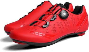 Велотуфлі для чоловіків та жінок, велотуфлі для шосе з клітами, SPD, для гірських та шосейних велосипедів, сумісні з MTB, для занять на відкритому повітрі та в залі, розміри 36-47 EU, білий (39 EU, червоний)