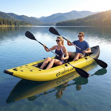 Надувний каяк COSTWAY для 2 осіб з веслами, сидінням EVA та насосом, жовтий