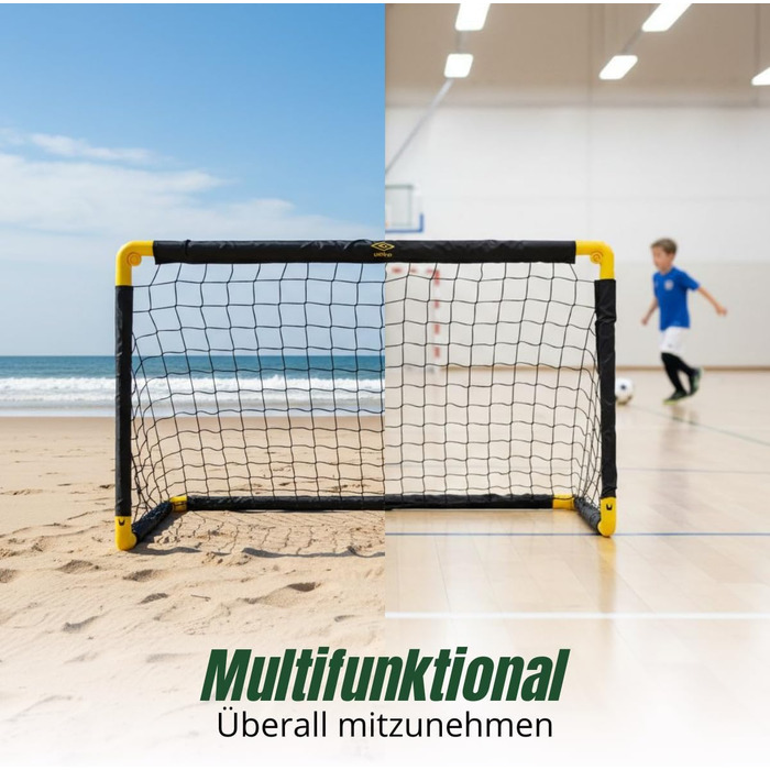 Ворота для футболу Umbro 90x59x61 см, складані, металеві, чорно-жовті, для дітей та дорослих, для тренувань вдома та на вулиці