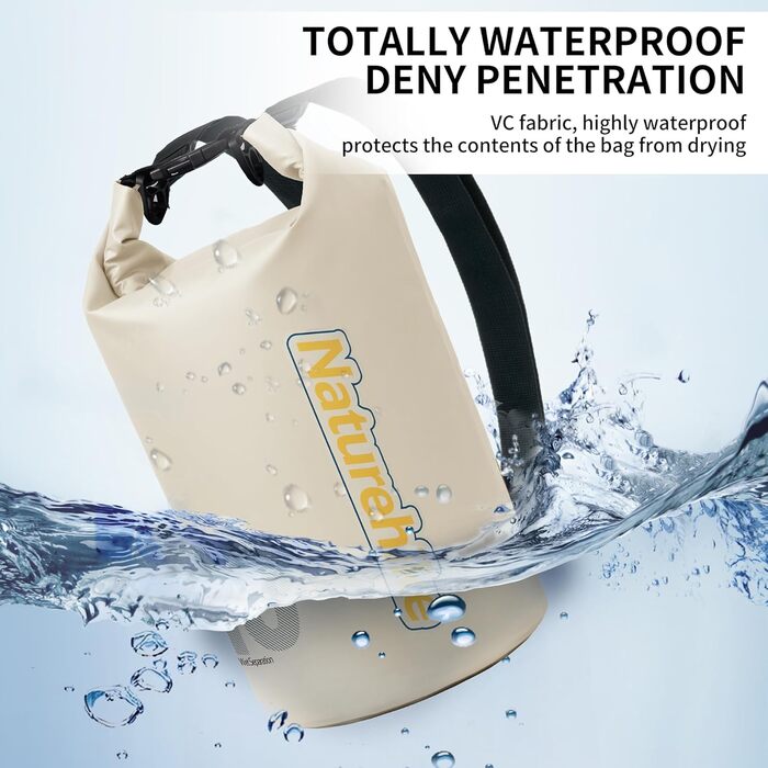 Водонепроникний рюкзак Naturehike Dry Bag – 15L/10L. Сумка для каякінгу, човнів, риболовлі, рафтингу, плавання, сноубордингу (Білий, 10L)