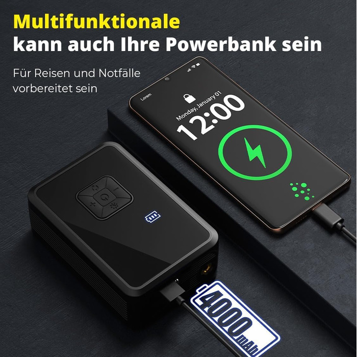 Електричний насос Oasser 150 PSI для велосипеда, авто, м'яча, кемпінгу з LED-ліхтариком