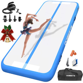 Гімнастичний надувний мат DOBESTS Airtrack Matte, 300x100x10 см, блакитна. Килимок для акробатики, йоги, фітнесу, тренувань вдома та на вулиці. З сумкою для перенесення та насосом.