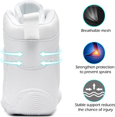 Чоловічі боксерські та борцівські кросівки DimaiGlobal. Зручні для кікбоксингу, карате, тхеквондо, важкої атлетики. Розмір 43 EU, колір білий.